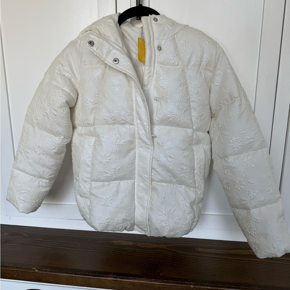 Kids Urban Republic White Puffer Jacket with High Collar